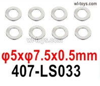 HG P410 Parts 407-LS033 Gasket,φ5xφ7.5x0.5mm for 1/10 HengGuan P410 Raptor Pickup RC Car Vehicles Model.Total 8pcs.